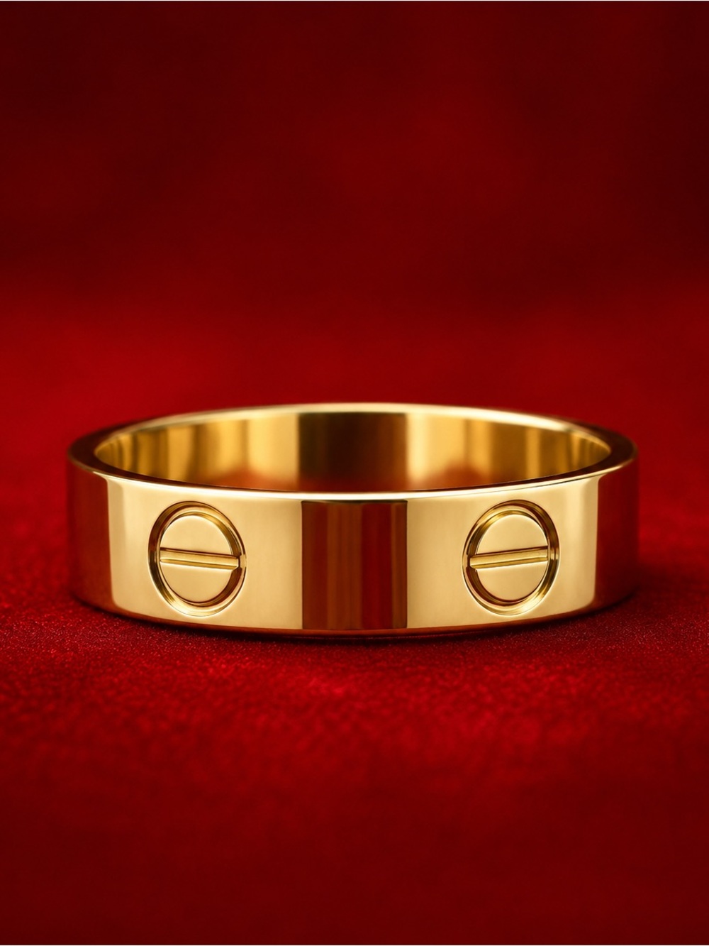 SIZE 8 Gold Screw-Accent womens Band